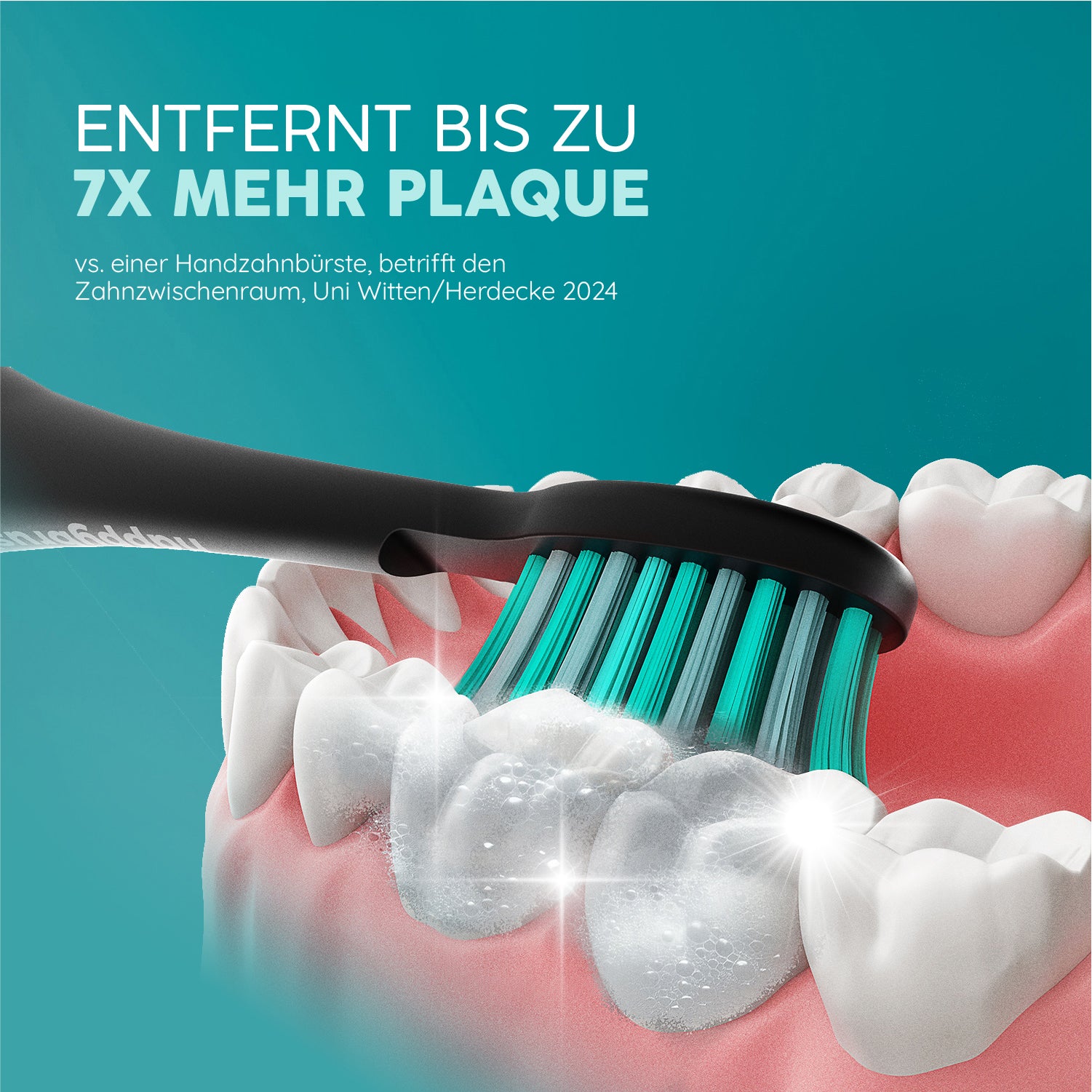 Entfernt bis zu 7x mehr Plaque vs. einer Handzahnbürste