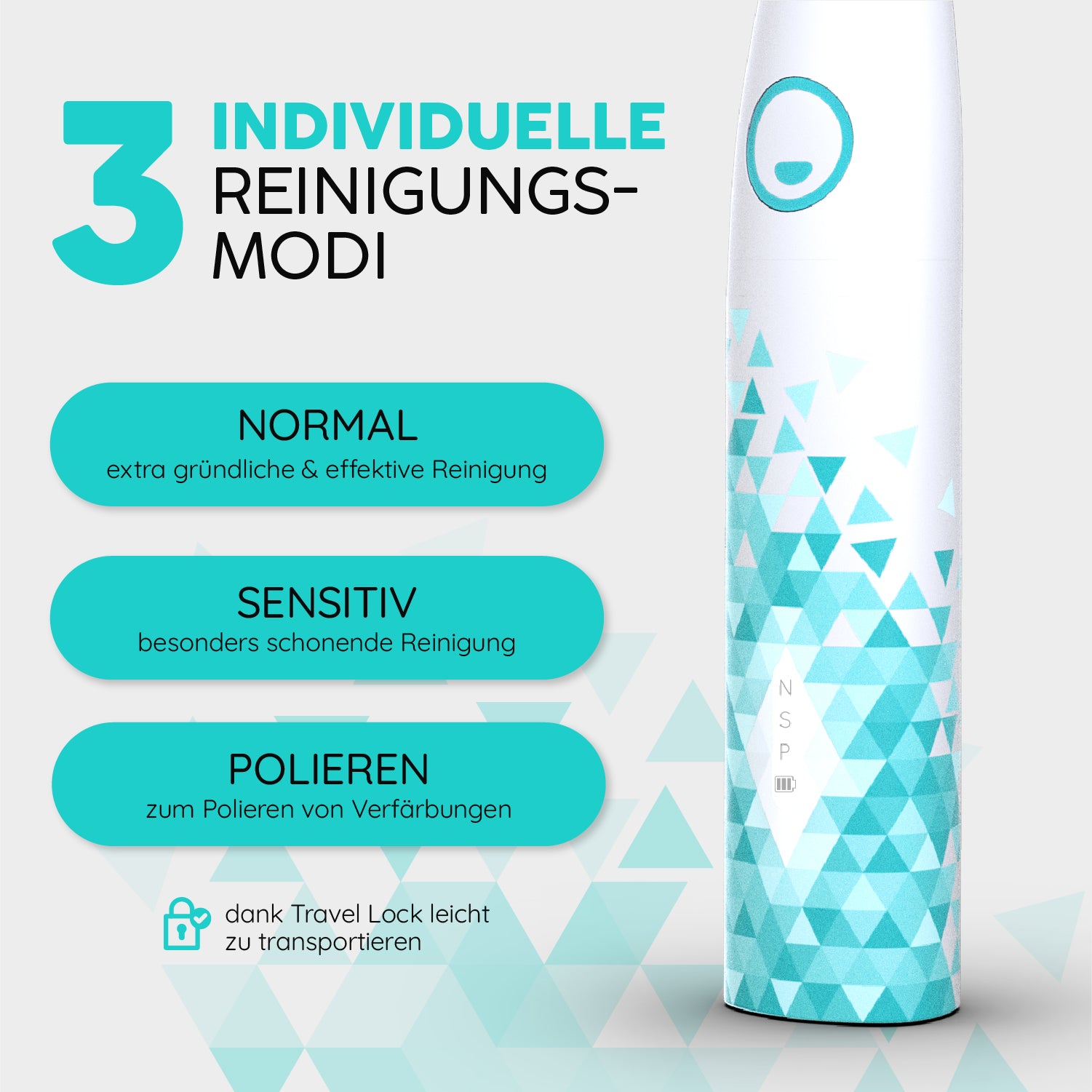 3 individuelle Reinigungsmodi: Normal, Sensitive, Polieren