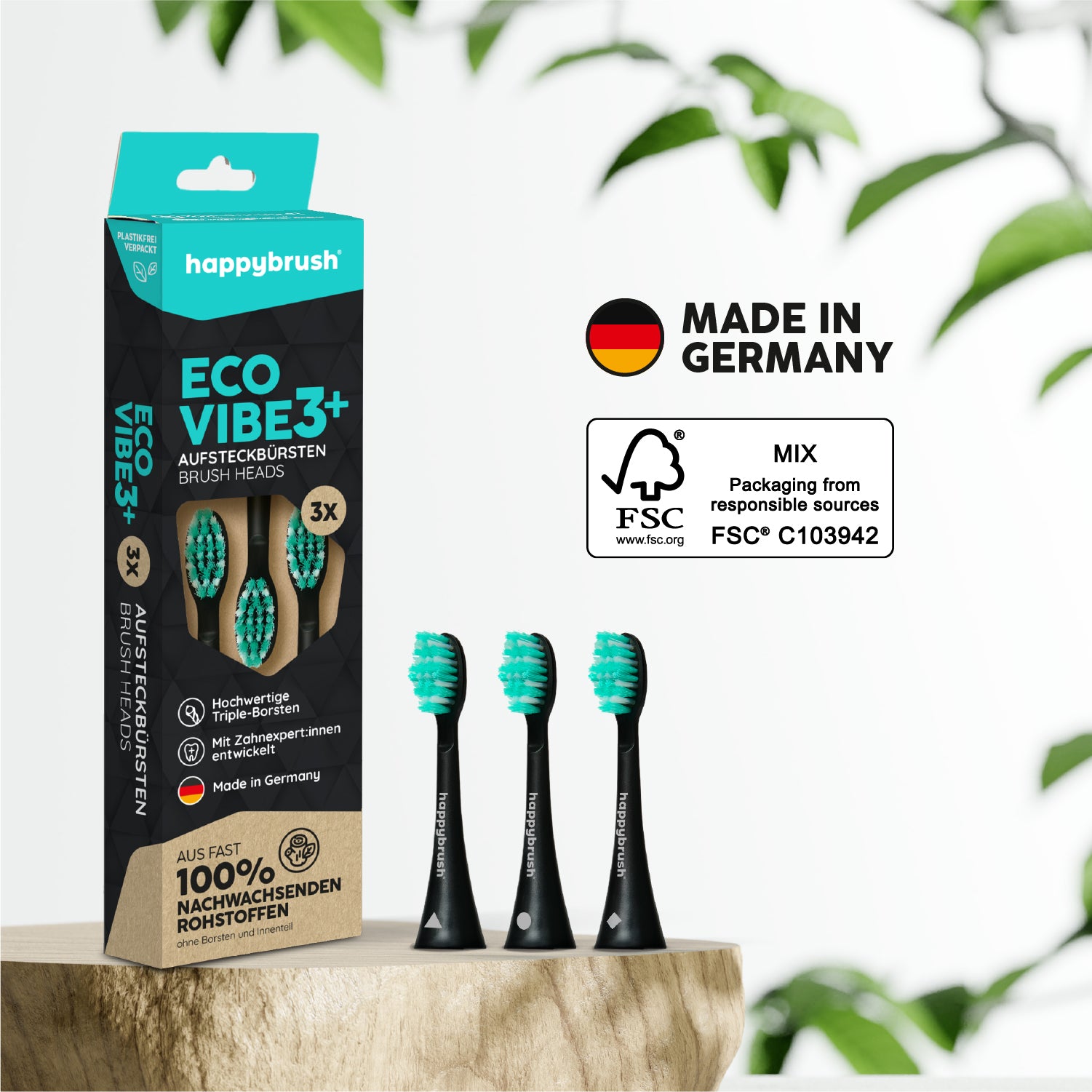 Aufsteckbürsten Eco Vibe 3+ | Black-Mint
