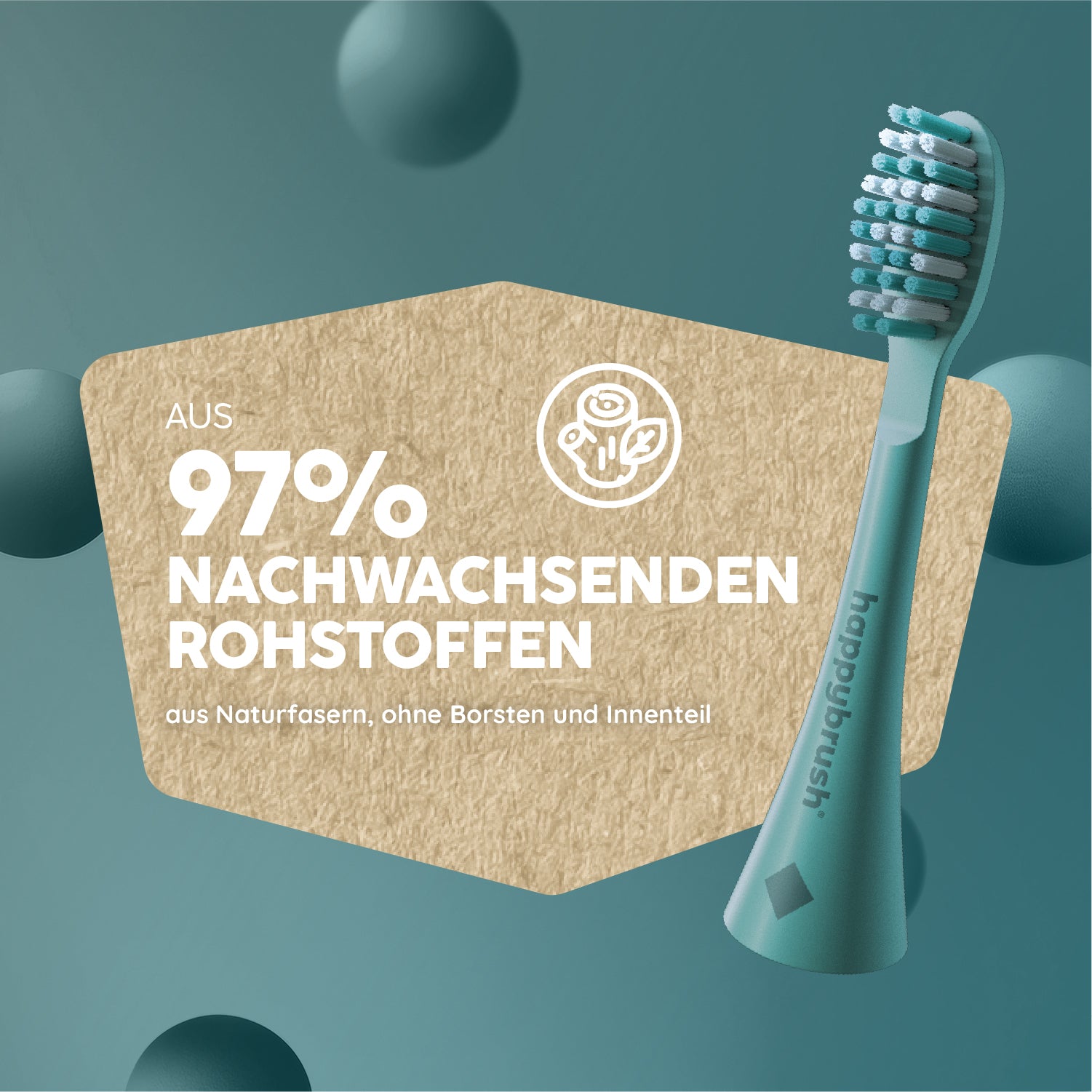 Materialien der happybrush Aufsteckbürste Eco Vibe 3+ in Forest 
