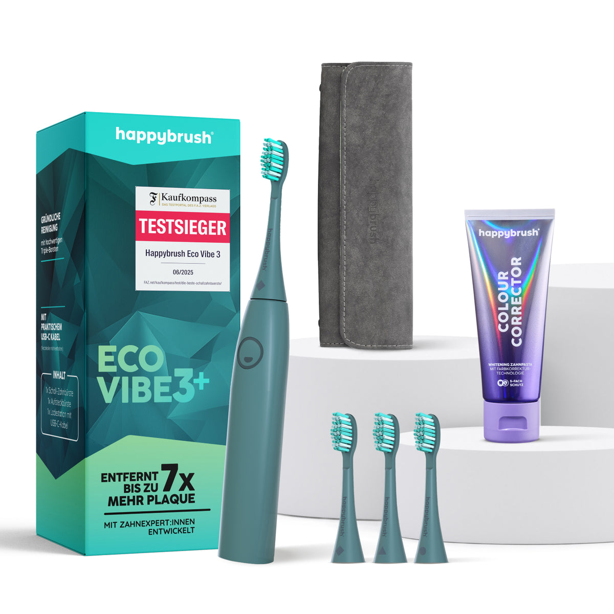 Eco Vibe 3+ Forest Vorteilsset mit Aufsteckbürsten, Travel Case und Colour Corrector