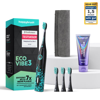 Eco Vibe 3 Black-Mint Vorteilsset mit Aufsteckbürsten, Travel Case und Colour Corrector