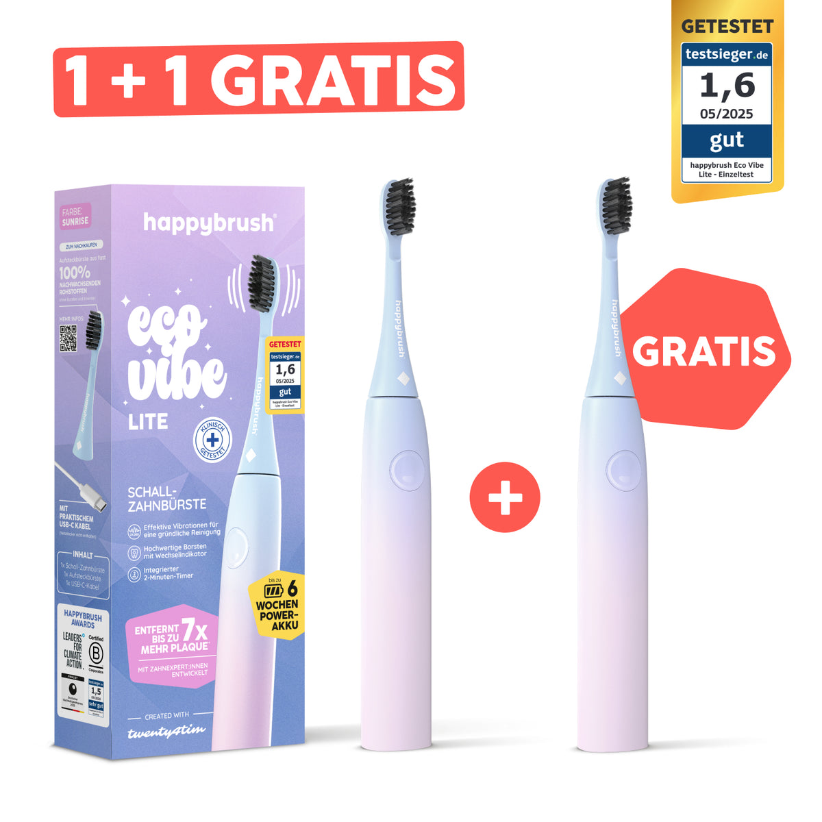 Eco Vibe LITE Schallzahnbürste + 1x gratis
