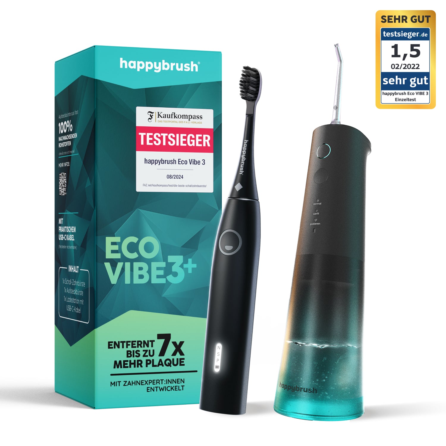 Munddusche + Schallzahnbürste Eco Vibe 3 Set